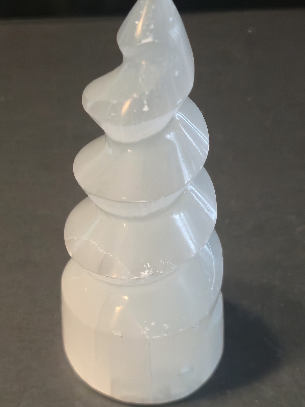 🤍🌀 Selenite Satin Spar Spiral Tower • 4.5” • 7.30 oz